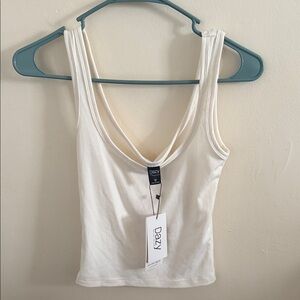 Dazy Ivory Ribbed Tank Top
